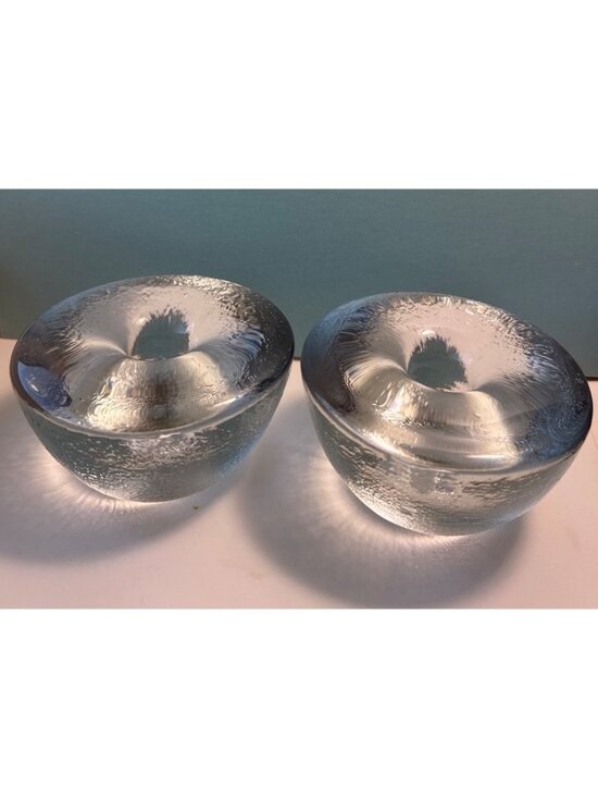 BLENKO Other - Blenko Clear Glass Taper Candle Holders Heavy 4" in Set of 2 Vtg MCM Home Decor
